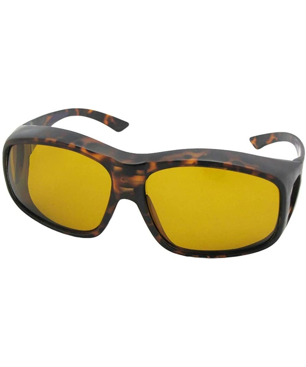 Largest Polarized Fit Over Sunglasses F19 - Tortoise-dark Yellow Lens - CQ186EUQ5CK $11.40 Oversized