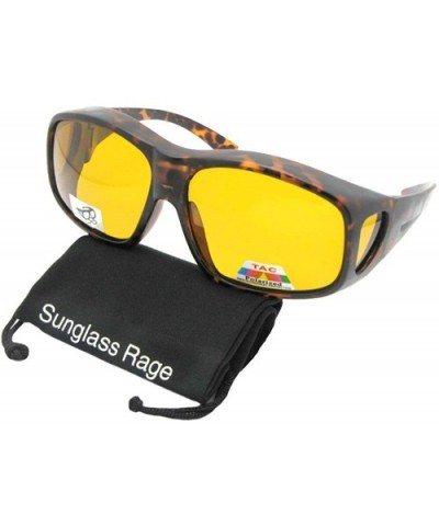 Largest Polarized Fit Over Sunglasses F19 - Tortoise-dark Yellow Lens - CQ186EUQ5CK $11.40 Oversized