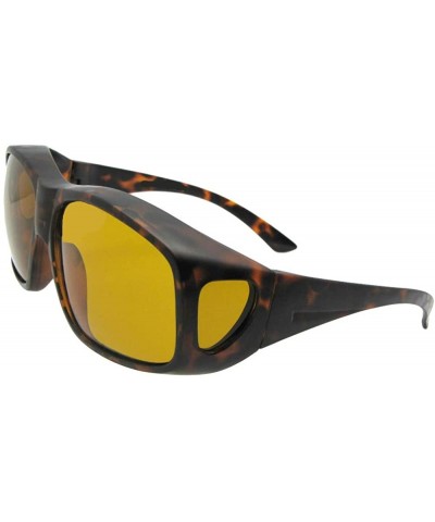 Largest Polarized Fit Over Sunglasses F19 - Tortoise-dark Yellow Lens - CQ186EUQ5CK $11.40 Oversized