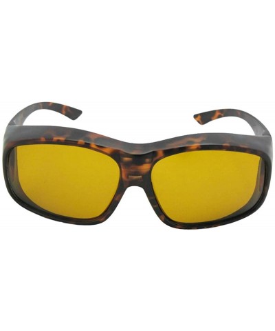 Largest Polarized Fit Over Sunglasses F19 - Tortoise-dark Yellow Lens - CQ186EUQ5CK $11.40 Oversized