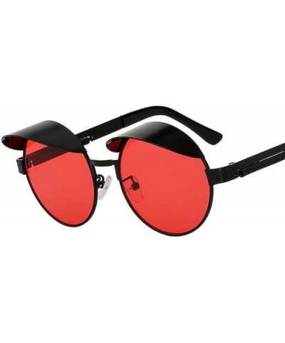 Sunglasses Men Women Brand Designer Vintage Sunglass - Black W Sea Red - C518S9DIIOU $10.32 Sport