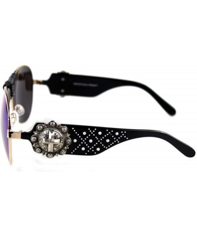 Women Sunglasses UV 400 Western Floral Concho Bling Bling Collection Ladies Sunglasses - Coffee-embroidery - CG190O2WY2E $20....