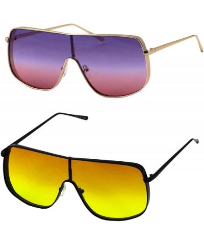 Oversized Flat Top Square VINTAGE RETRO SHIELD VISOR Women's Sunglasses Shield Sunnies - CJ1989CI5HY $12.32 Square