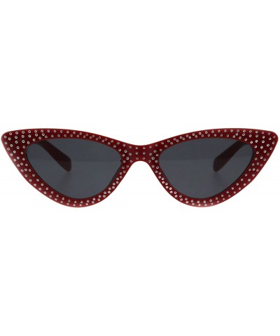 Womens Skinny Cateye Sunglasses Silver Dotted Bling Fashion UV 400 - Red (Black) - CT18GTAEKEM $6.63 Cat Eye