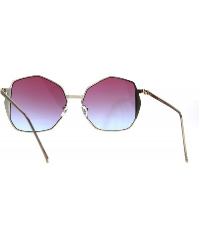 Womens Oceanic Gradient Octagon Retro Hippie Butterfly Sunglasses - Gold Pink Blue - CH1864AYGA4 $9.36 Butterfly