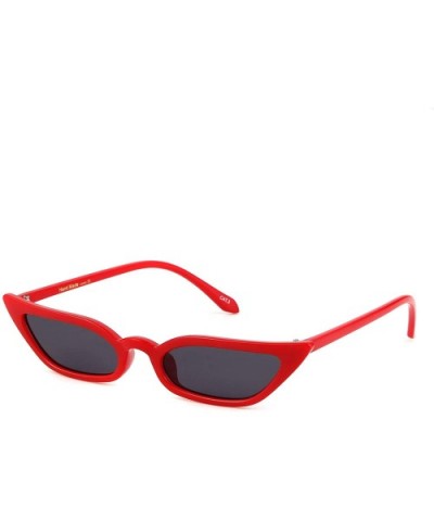 Vintage Sunglasses Women Cat Eye Frame Colorful lens Glasses UV 400 Protection - Deep Red - CL18CT7OUOR $8.24 Round