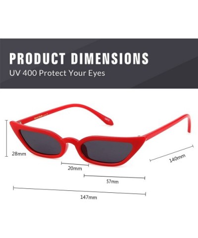 Vintage Sunglasses Women Cat Eye Frame Colorful lens Glasses UV 400 Protection - Deep Red - CL18CT7OUOR $8.24 Round