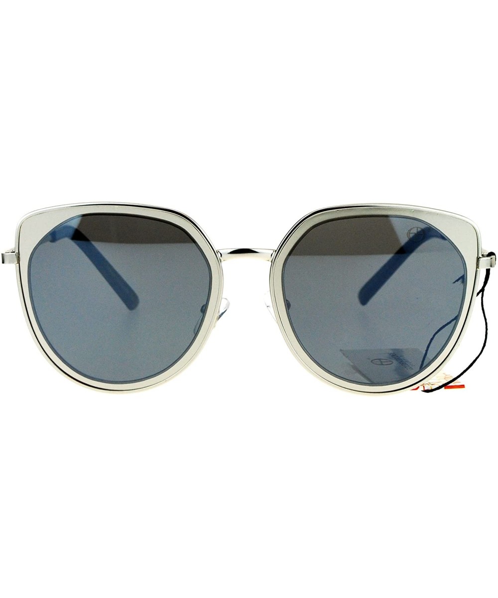 Designer Fashion Sunglasses Womens Metal Retro Half Round Frame UV 400 - Silver (Gray) - C1185NGHI52 $7.52 Butterfly