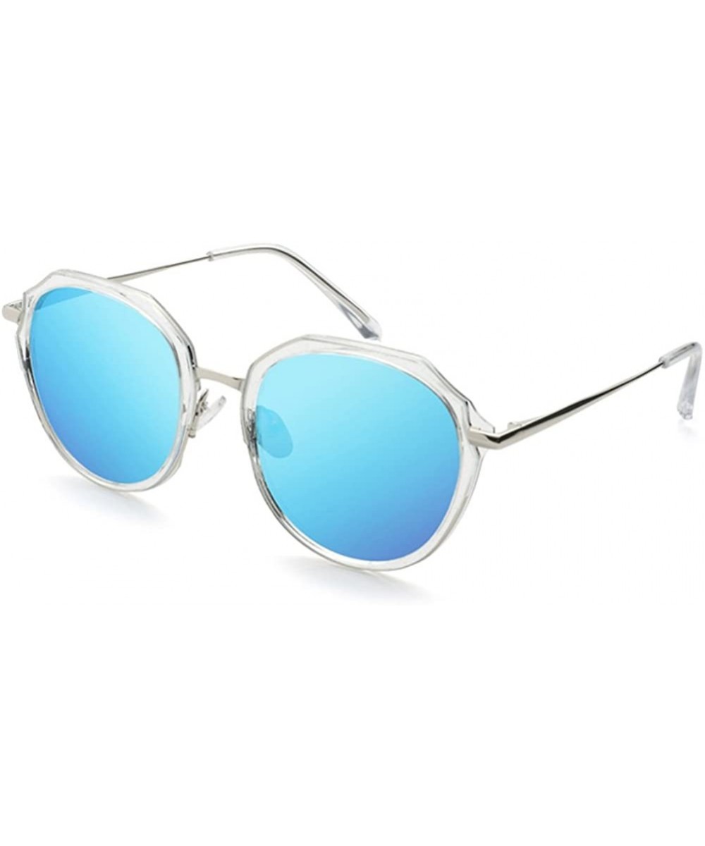 Women Sunglasses Polarized Flower Round Sunglasses for Women - Blue - CV18DCUMZDT $22.36 Oversized