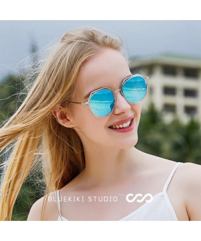 Women Sunglasses Polarized Flower Round Sunglasses for Women - Blue - CV18DCUMZDT $22.36 Oversized