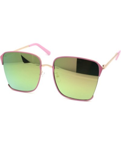 Womens 90s Designer Exposed Lens Metal Rim Butterfly Sunglasses - Pink Peach Mirror - CN18XHZUWTU $9.35 Butterfly