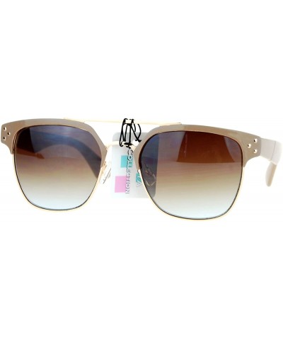 Top Bar Square Sunglasses Womens Designer Fashion Eyewear UV 400 - Beige - C31899GN8GS $5.81 Square