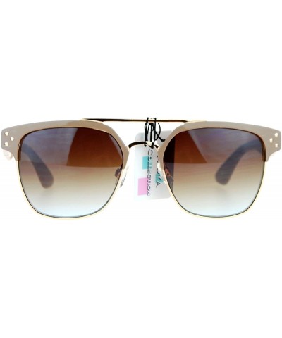 Top Bar Square Sunglasses Womens Designer Fashion Eyewear UV 400 - Beige - C31899GN8GS $5.81 Square