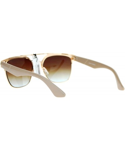 Top Bar Square Sunglasses Womens Designer Fashion Eyewear UV 400 - Beige - C31899GN8GS $5.81 Square