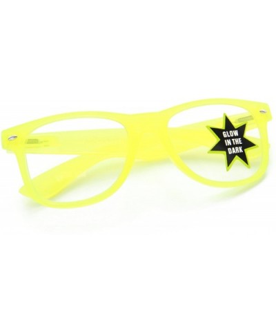 Glow In The Dark Retro Glasses Clear Lens - Yellow - C212O13J76Y $6.01 Wayfarer