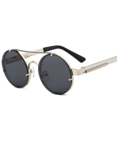 Retro SteamPunk Sunglasses Men Red Round Sun Glasses Women Vintage Metal Sunglass UV400 Shades 1156R - CN197Y7XTOK $31.26 Square