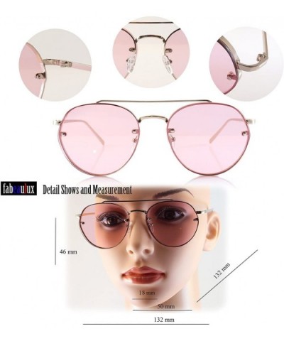 Hexagonal Round Color Tinted Mirrored Flat Lens Sunglasses A018 - Silver/ Clear Beige Tinted Lens - C01868IZQXR $12.75 Aviator