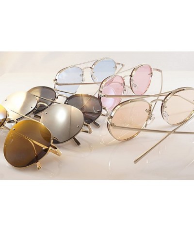 Hexagonal Round Color Tinted Mirrored Flat Lens Sunglasses A018 - Silver/ Clear Beige Tinted Lens - C01868IZQXR $12.75 Aviator