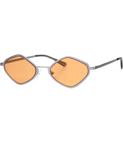 Diamond Shape Womens Sunglasses Thin Flat Metal Frame Fashion Shades - Silver (Orange) - C818LHO7KEO $5.60 Square