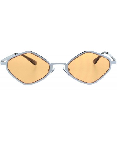 Diamond Shape Womens Sunglasses Thin Flat Metal Frame Fashion Shades - Silver (Orange) - C818LHO7KEO $5.60 Square