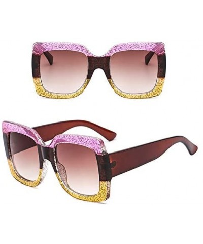Unisex Sunglasses Fashion Oversized Square Sunglasses Tricolor PC Sunglasses - CB18S6TLC8R $8.47 Aviator