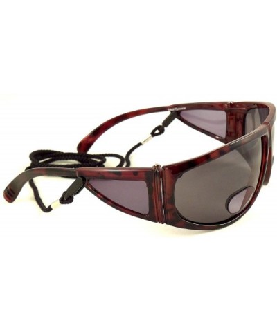 Polarized Bifocal Sunglasses Sun Readers with Retention Cord - Brown Frame / Smoke Lens With Case - CF11N8L50JB $16.12 Wrap