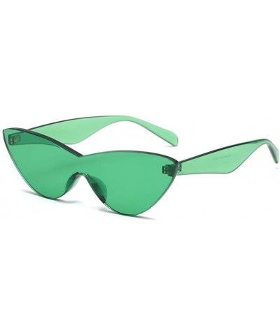One Piece Lens Sunglasses Women Candy Color Cat Eye Sun Glasses for Ladies Gift - Green - C318KM0KL0S $8.47 Rimless