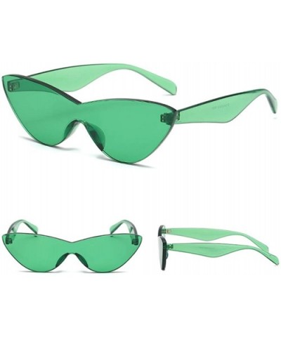 One Piece Lens Sunglasses Women Candy Color Cat Eye Sun Glasses for Ladies Gift - Green - C318KM0KL0S $8.47 Rimless