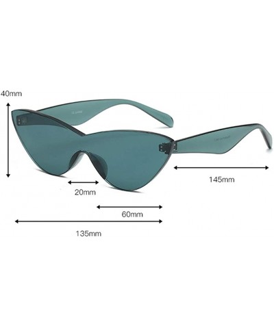 One Piece Lens Sunglasses Women Candy Color Cat Eye Sun Glasses for Ladies Gift - Green - C318KM0KL0S $8.47 Rimless