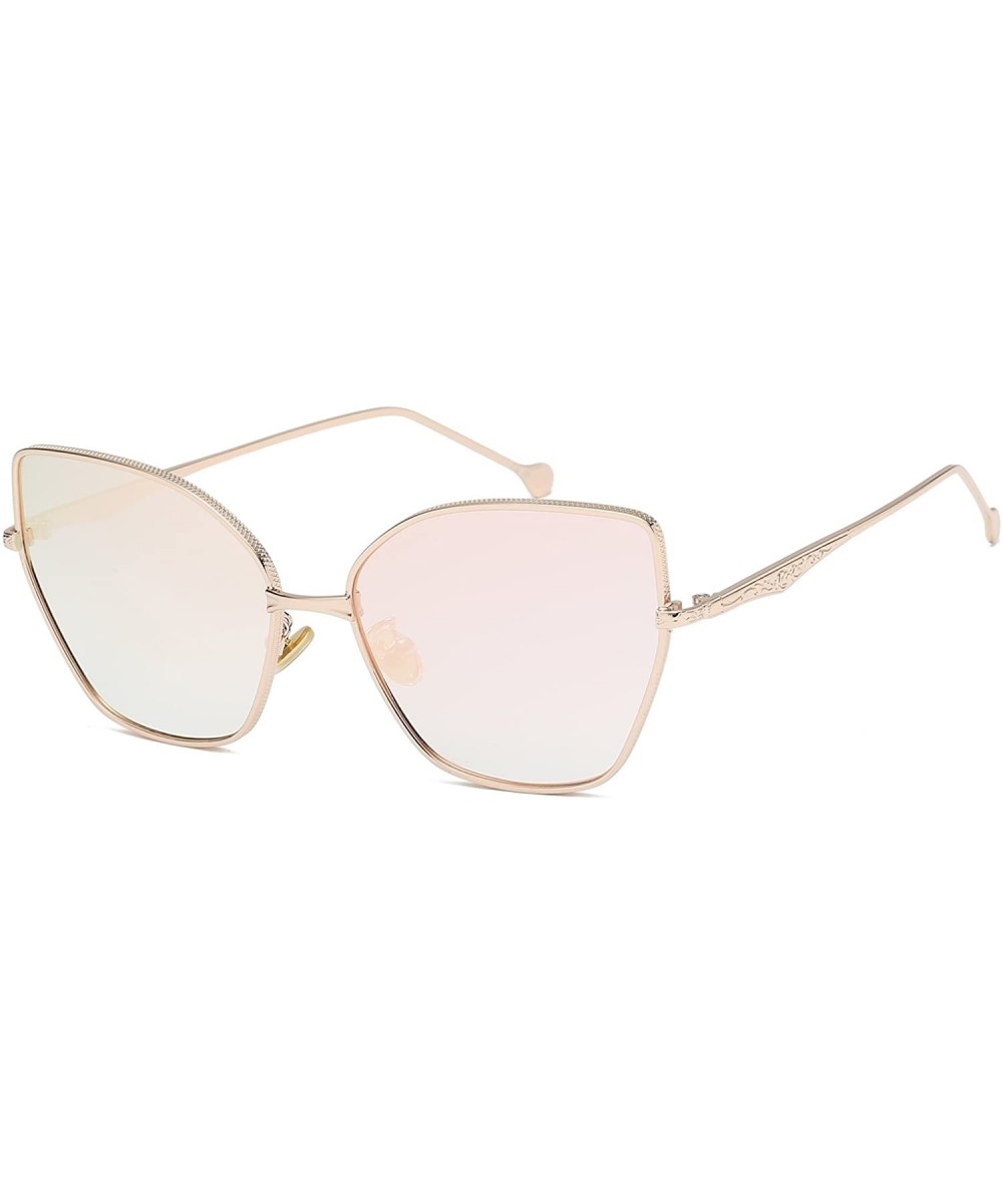 Cateye Sunglasses Metal Frame With Butterfly Style-Gold Frame/Pink Lens - C2180OYNK94 $25.41 Butterfly