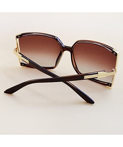 Women's Oversized Metal Frame Colored Lens Uv400 Protection Sunglasses - Tawny - C712CAYEJ5V $15.64 Oversized