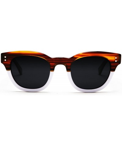 Women's Polarized Modern Classis Vista Horned Rim Vintage Sunglasses - Brown - CT12E0DX0X3 $37.91 Oval