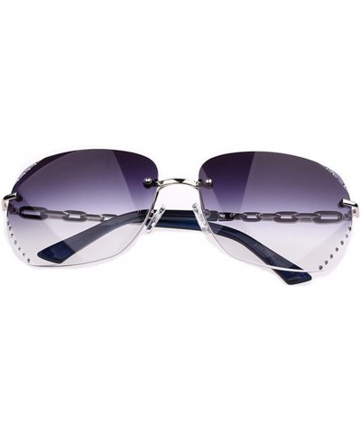 Diamond Lens Designed Frame Womens Sunglasses Lens 55 mm - Silver/Purple - CA1228LA1PX $15.50 Oval