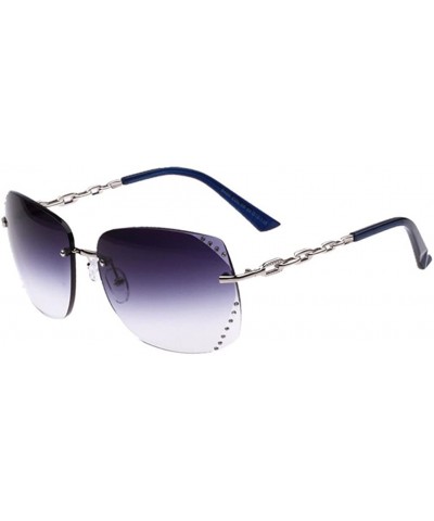 Diamond Lens Designed Frame Womens Sunglasses Lens 55 mm - Silver/Purple - CA1228LA1PX $15.50 Oval