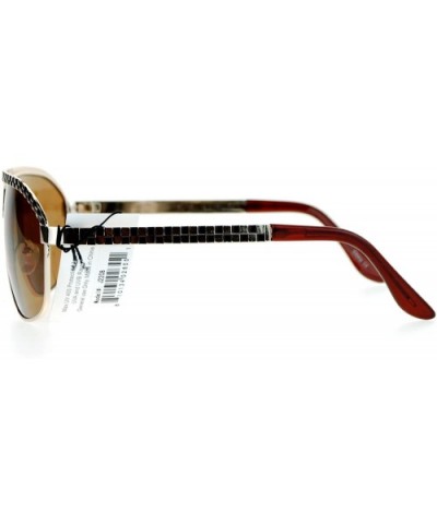 Unique Checker Engraving All Metal Racer Pilot Sunglasses - Gold Brown - C7126SXYFCX $5.51 Rectangular