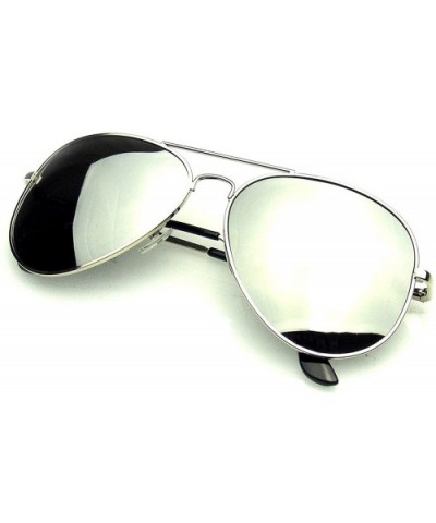 Aviator Polarized Silver Tinted Mirrored Lenses Thin Frame Sunglasses - Silver - C118E888NXS $14.24 Aviator