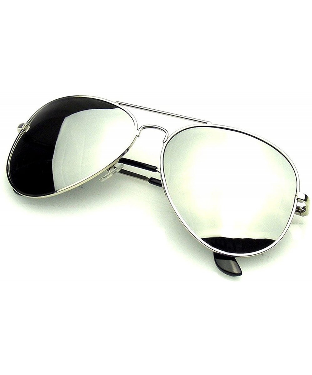 Aviator Polarized Silver Tinted Mirrored Lenses Thin Frame Sunglasses - Silver - C118E888NXS $14.24 Aviator