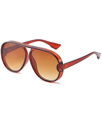 Unisex Oversized Oval Plastic Lenses Fashion Sunglasses UV400 - Brown - CG18NNHURWM $4.54 Rectangular