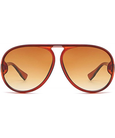 Unisex Oversized Oval Plastic Lenses Fashion Sunglasses UV400 - Brown - CG18NNHURWM $4.54 Rectangular