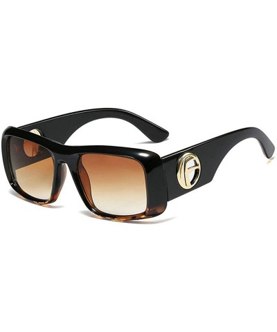 2019 new trend square frame unisex fashion brand designer sunglasses UV400 - Black Leopard - CN18YYR5SGT $12.10 Square