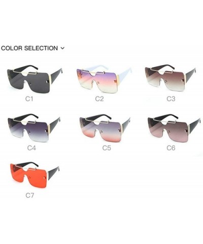 Retro sunglasses for women brand design frameless Siamese female glasses - Gray&pink - CS18UC7R4GL $10.47 Oversized