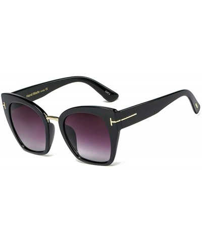 UV400 Retro 60s Squared Butterfly Large Cat Eye Sunglasses for Women Bold Temple - Black - CI1963Z24EC $12.31 Oversized