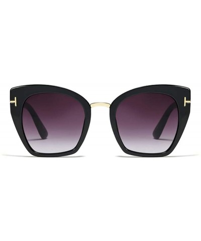 UV400 Retro 60s Squared Butterfly Large Cat Eye Sunglasses for Women Bold Temple - Black - CI1963Z24EC $12.31 Oversized