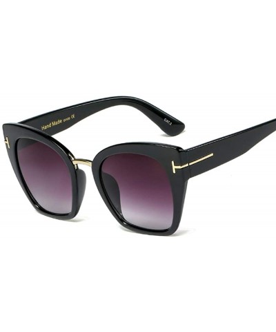 UV400 Retro 60s Squared Butterfly Large Cat Eye Sunglasses for Women Bold Temple - Black - CI1963Z24EC $12.31 Oversized