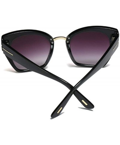 UV400 Retro 60s Squared Butterfly Large Cat Eye Sunglasses for Women Bold Temple - Black - CI1963Z24EC $12.31 Oversized