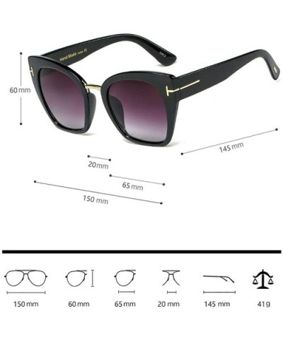 UV400 Retro 60s Squared Butterfly Large Cat Eye Sunglasses for Women Bold Temple - Black - CI1963Z24EC $12.31 Oversized