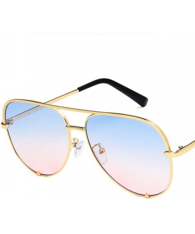 Unisex Sunglasses Retro Black Drive Holiday Oval Non-Polarized UV400 - Gold Blue Pink - CN18RLS52OT $5.34 Oval