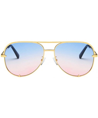 Unisex Sunglasses Retro Black Drive Holiday Oval Non-Polarized UV400 - Gold Blue Pink - CN18RLS52OT $5.34 Oval