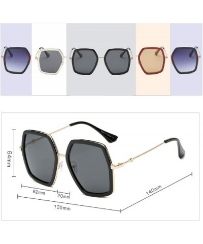 Women Metal Modern Fashion Square Oversized Designer Sunglasses - Maroon - CP18I70Y2Y5 $6.00 Oversized