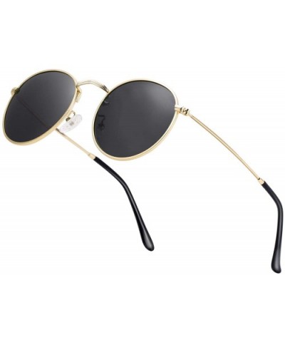 Small Round Polarized Sunglasses Retro Men Women Mirrored Lens Metal Frame Circle Sun Glasses Shades - C418RMRSMX2 $11.55 Round